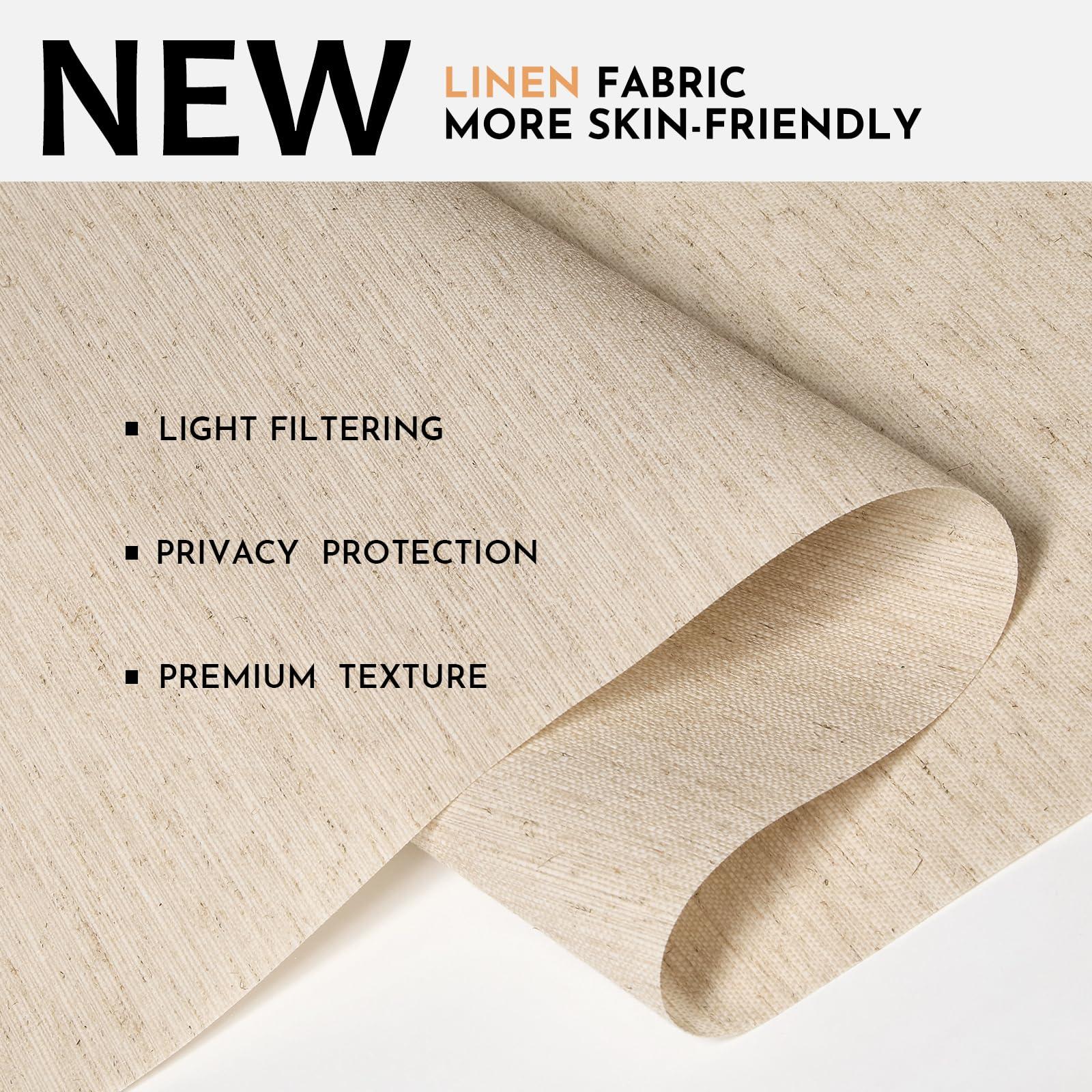 Persilux Persilux Light Filtering Roller Shades for Windows,Cordless,Linen Fabric,Roller Blinds,Thermal Insulated Fabric UV Protection Shades for Home,Office,Bedroom,door,Light Filtering-beige,30" W X 56" H