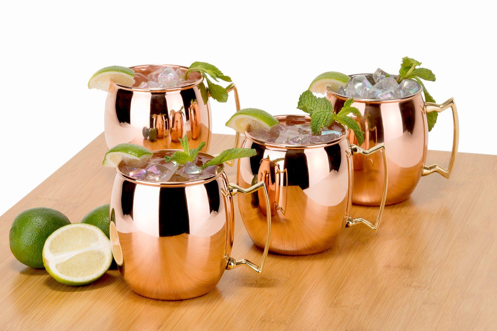 Old Dutch Old Dutch International, Purveyors of the ORIGINAL MOSCOW MULE MUG, Unlined Moscow Mule Mug, 16-Ounce, 100% Pure Copper, Set of 4 (OS429)
