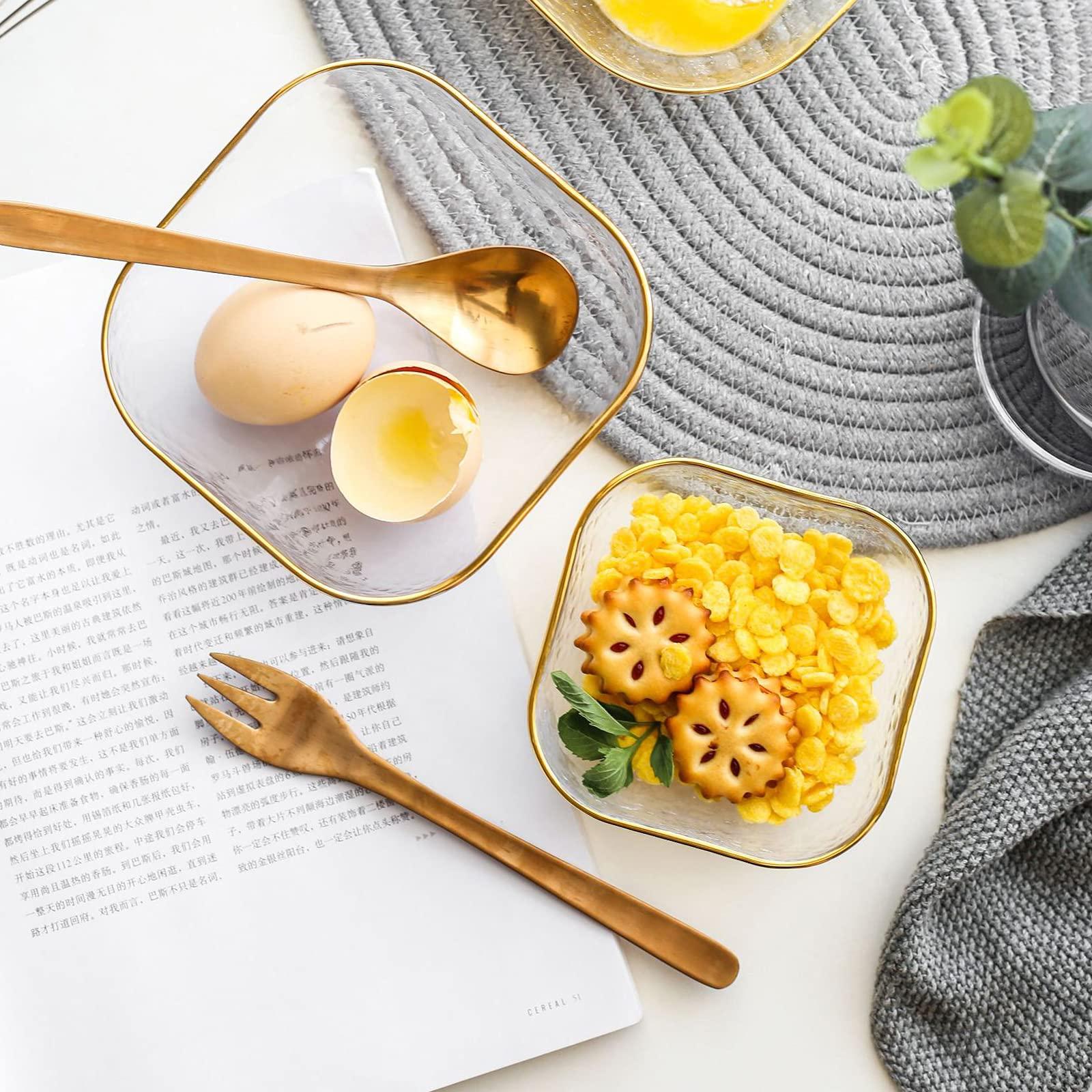 T TOSSOW TOSSOW Square Glass Mixing Bowl Set of 2, Serving Bowls All Purpose Transparent Salad Bowls, Condiment Bowls for Fruit, Snacks, Sauces, Popcorn and More