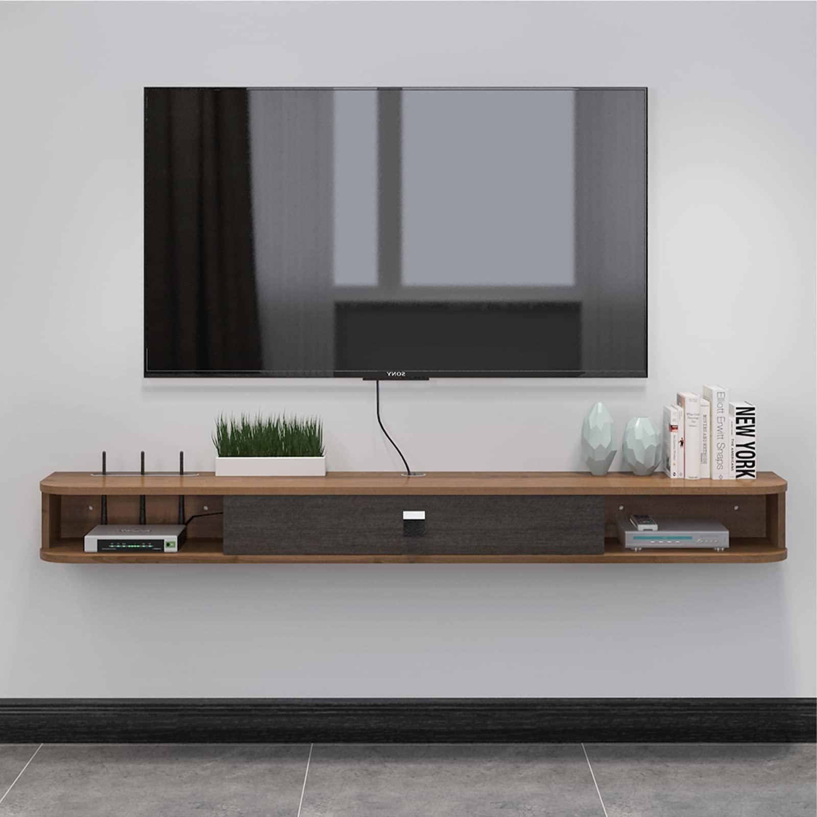 Pmnianhua Pmnianhua Floating TV Shelf, 47\'\' Wall Mounted TV Stand Floating TV Console Media Entertainment Under TV Shelf for Bedroom Livingroom (Walnut)