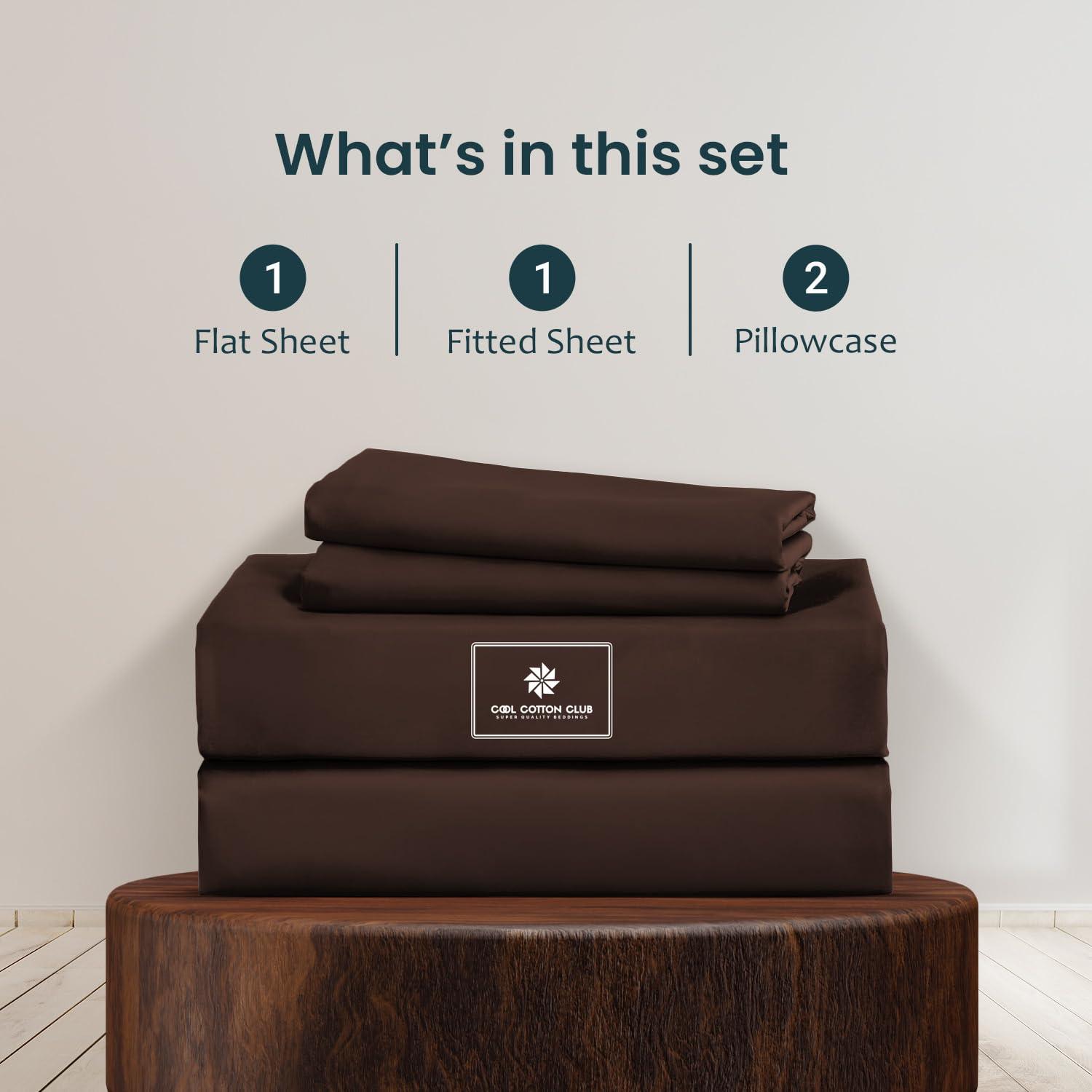 Cool Cotton Club 1000-TC King Size 4 Piece Sheet Set - Comfy Sheets, Peruvian Pima Cotton Hotel Luxury Bed Sheets for Women, Men, Kids & Teens - Deep Pocket Easy-Fits up to 18-21\" Mattress (Solid, Chocolate)
