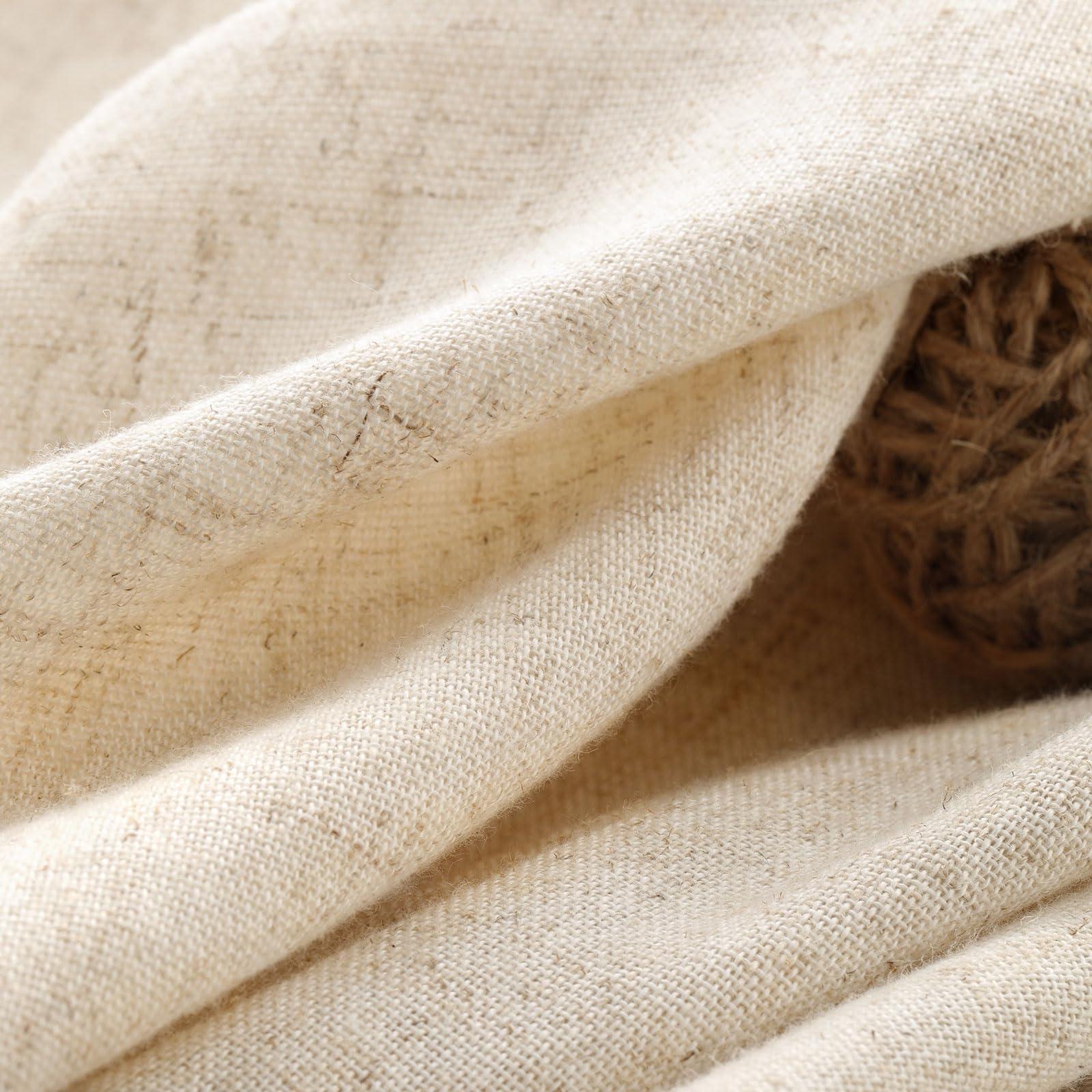 Awellife Extra Long Shower Curtain 96 Inch Length Linen Shower Curtain for Bathroom Natural Cloth Cotton Fabric Liner Cream Ivory