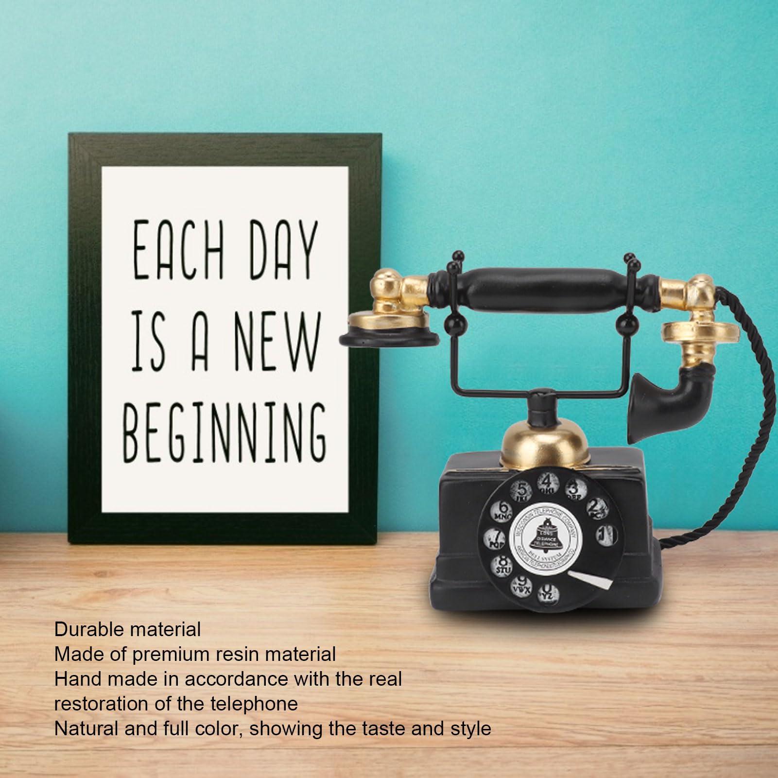 Asixxsix Retro Rotary Landline Phone, Resin Retro Decorative Phone Multifunctional Attractive Retro Telephone Model for Home Office Desk, Antique (-14)