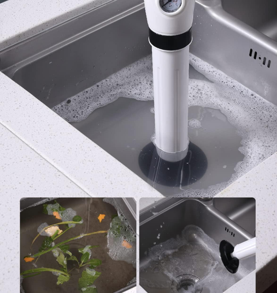 N\\H Toilet Plunger, Air Drain Blaster Kit, Clog Remover, Powerful Manual Pneumatic Dredge Equipment with Replaceable Heads & Visual Barometer, for Clogged Toilet Sink Sewer Pipe Dredge