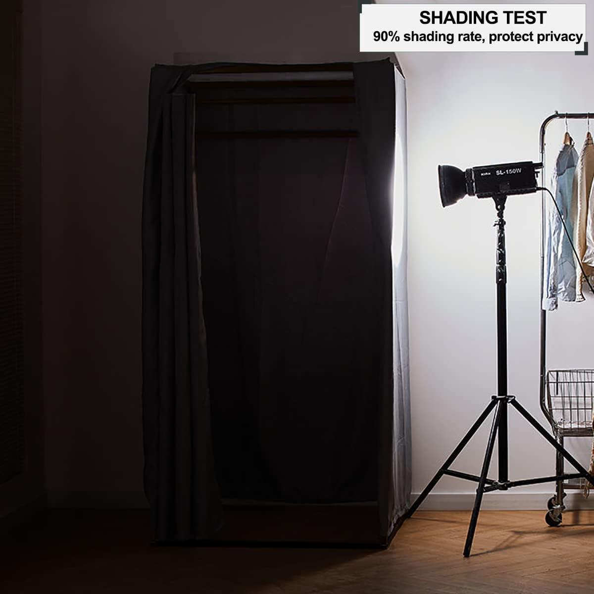 Pengfei Pengfei Fitting Room, Portable Dressing Room Frame with Curtain and Hook, Changing Room for Clothing Store, Boutiques, Office, Temporary Privacy Space, Easy to Assemble, Black, 39x39x79 inch