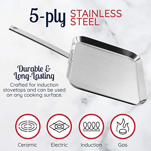 Chef's Secret Chef's Secret T304 Stainless-Steel 11-Inch Square Griddle, Ideal for Grilling