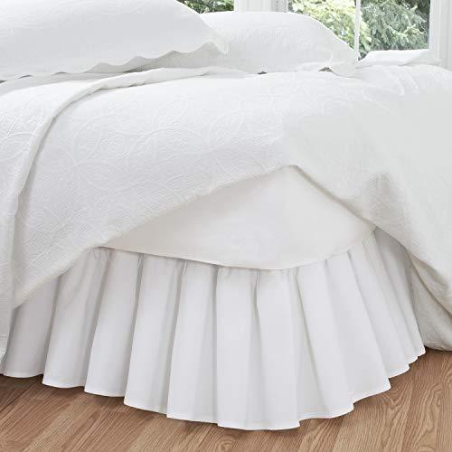 FRESH IDEAS FRESH IDEAS Bedding Ruffled Bed Skirt, Classic 14” Drop Length, Gathered Styling, Cali King, White