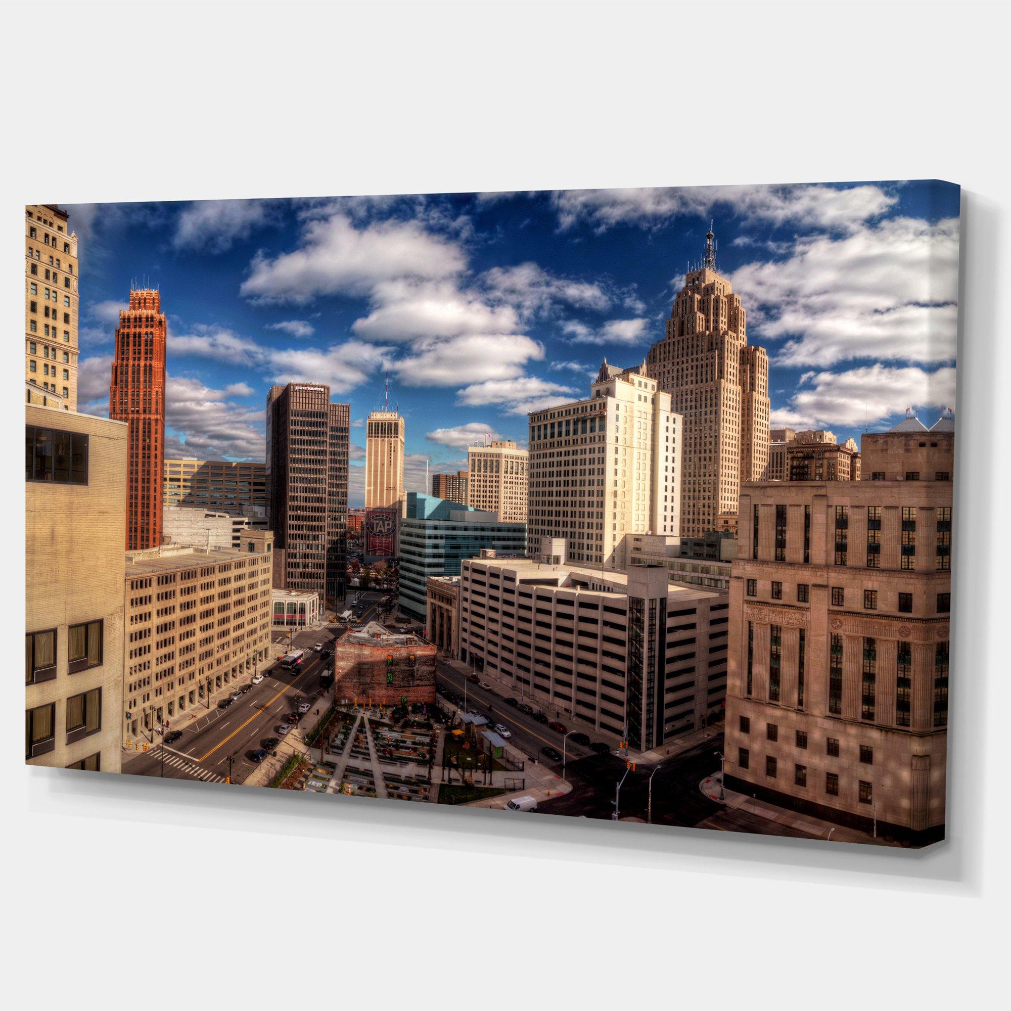Designart Designart Amazing Urban City with Skyline Wall Art on Canvas, 28\'\' x 60\'\' x 2\'\', White
