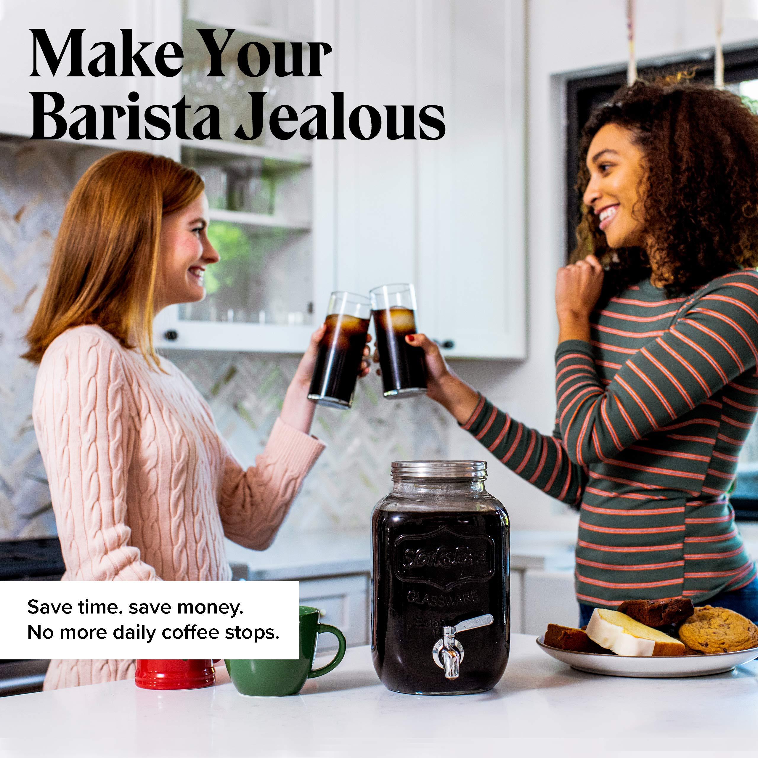 Willow & Everett Willow & Everett Cold Brew Coffee Maker - 1 Gallon Iced Tea & Coffee Cold Brew Maker - Glass Pitcher w/ Stainless Steel Spout and Removable Filter