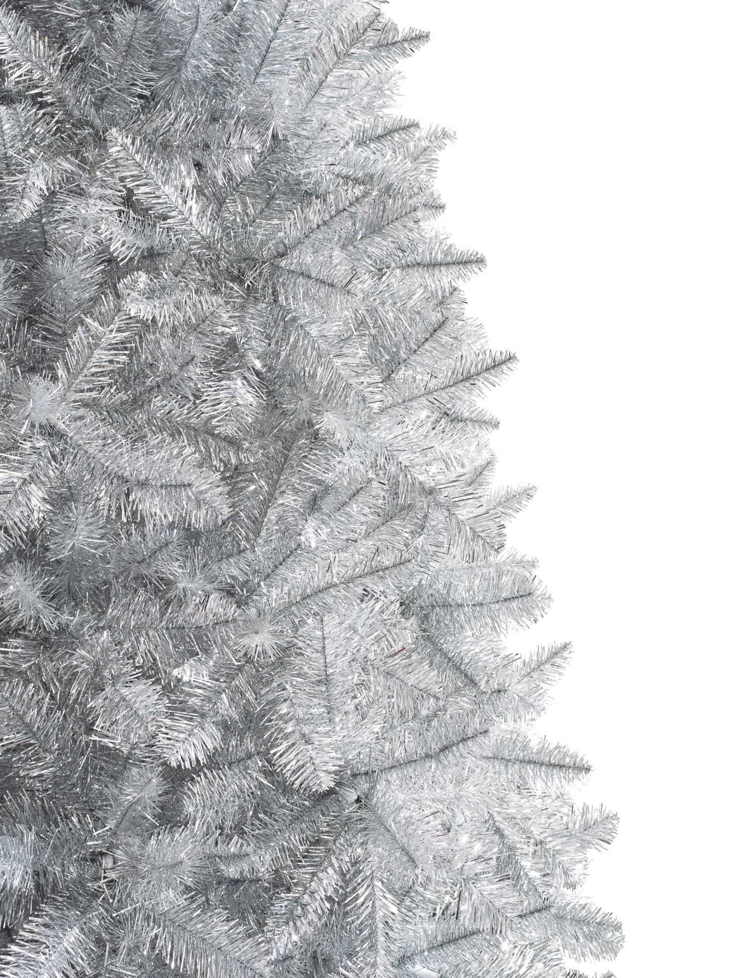 Treetopia Treetopia Silver Unlit Artificial Christmas Tree | Silver Stardust Tinsel - 6 Ft | Includes Premium Silver Tree Stand and 981 Individually Crafted Branch Tips