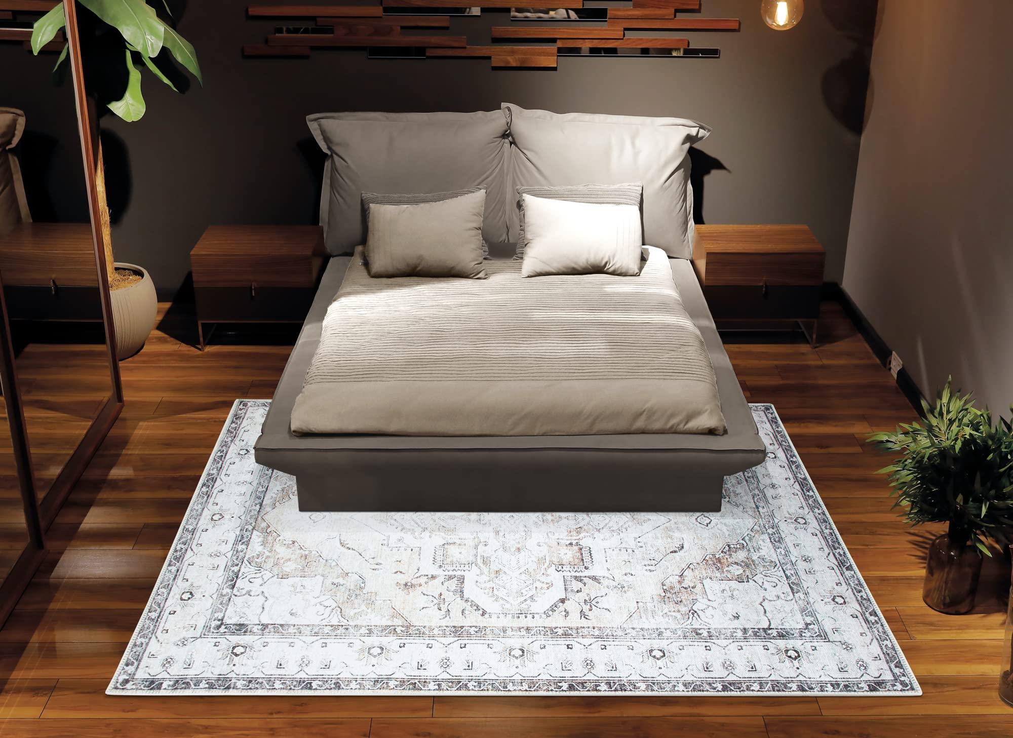 Bloom Rugs Bloom Rugs Washable Non-Slip 5' x 7' Rug - Brown/Beige/Charcoal Traditional Area Rug for Living Room, Bedroom, Dining Room, and Kitchen - Exact Size: 5' x 7'