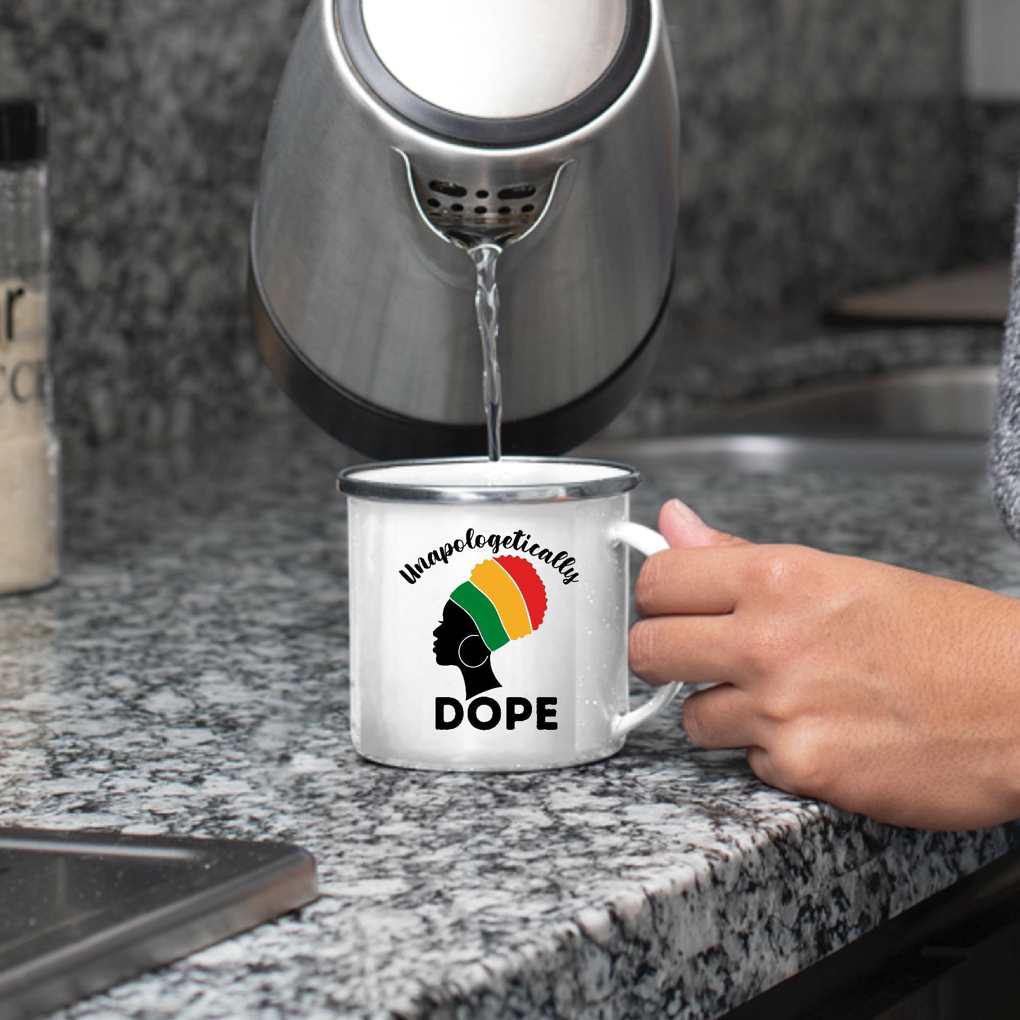 Generic Gifts for Afro Women Black Queen Lives Matter Magic Proud Black Woman Unapologetically Dope 12oz Enamel Silver Mug
