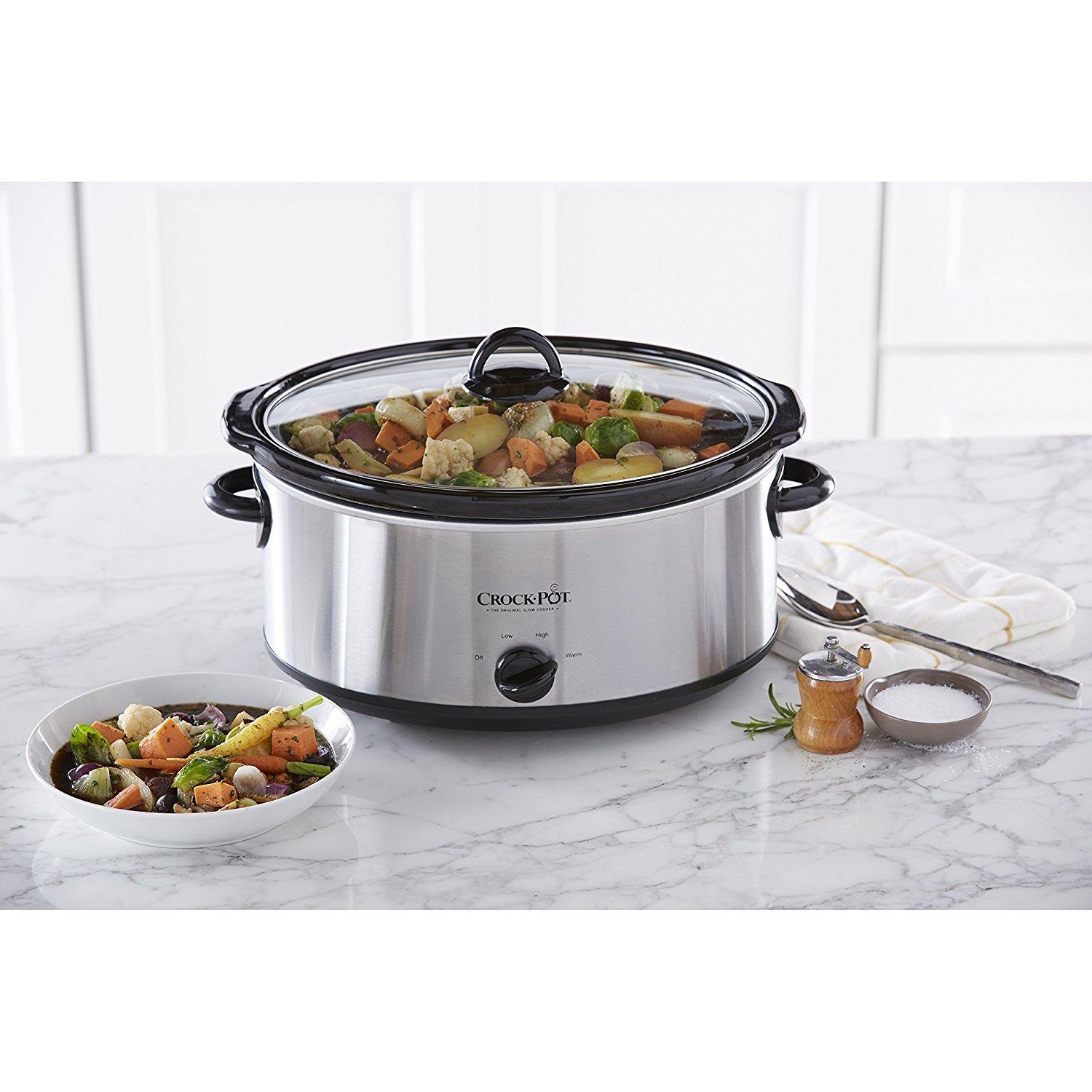 Crock-Pot Crock-Pot 7 Quart Oval Manual Slow Cooker, Stainless Steel (SCV700-S-BR), Versatile Cookware for Large Families or Entertaining