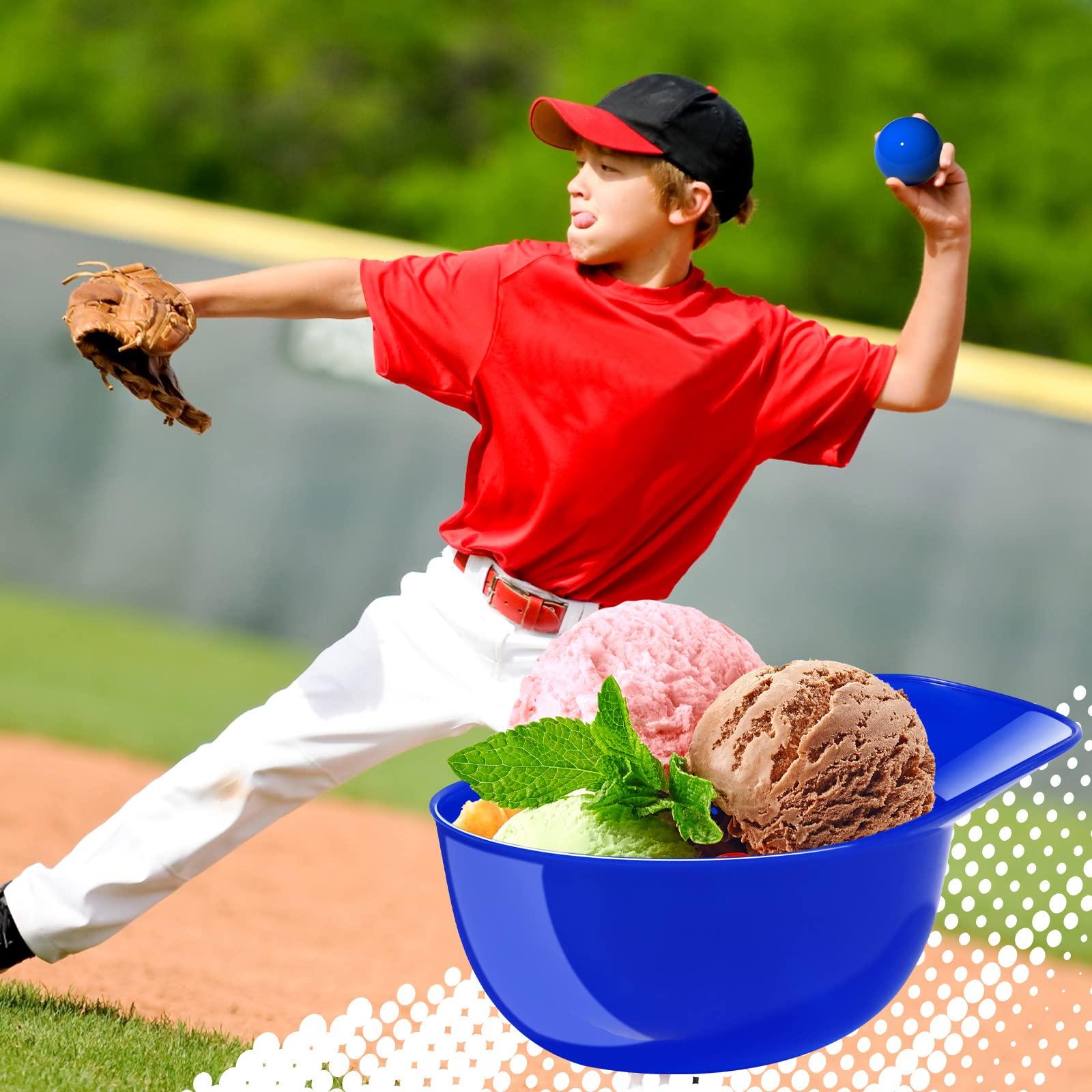 RONRONS RONRONS 12 Pieces Baseball Helmet Ice Cream Bowls 8 oz Mini Baseball Cap Snack Bowls Plastic Sundae Bowl Kids Chip Cups for Party Dessert Supplies