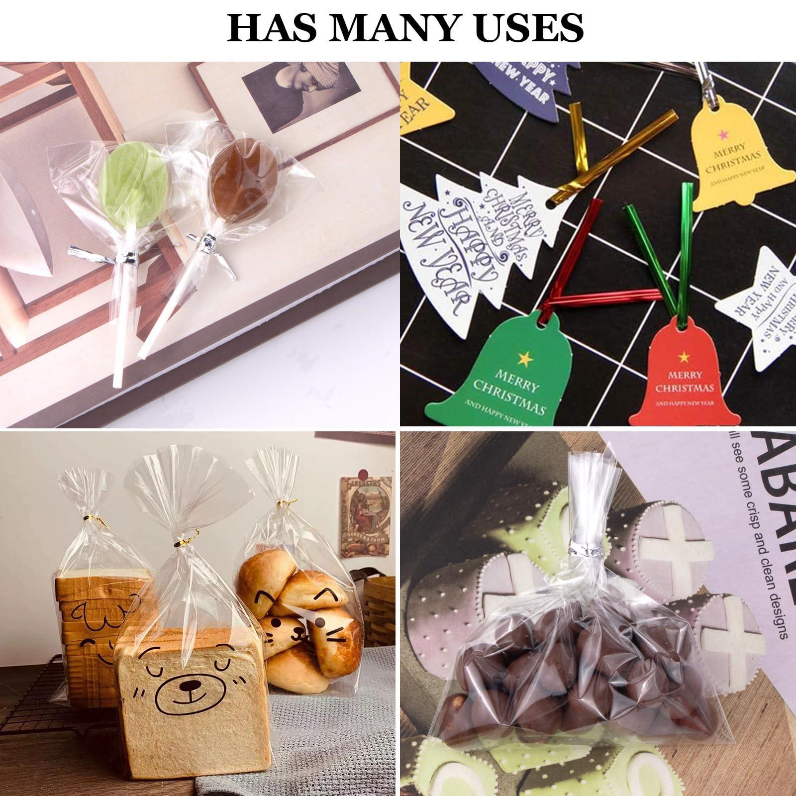 AxiyanX AxiyanX 4 Inches Twist Ties for Bags,800pcs Twist Ties for Plastic Bags,Reusable Bread ties,Gold Twist Ties,Twisty Ties for Candy Bags, Coffee Bags, Snacks, Cake Pops, Party Supplies (Silver)