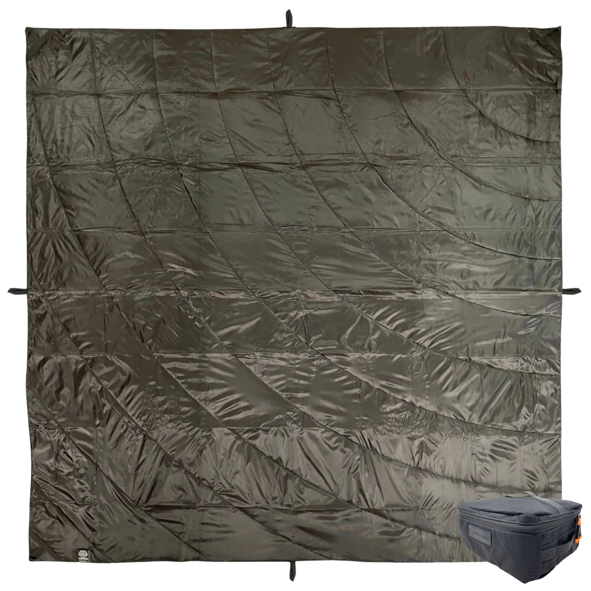 Arcturus Arcturus Plaid Wool Blankets in Green Buffalo - 4.5lbs Warm, Heavy, Washable, Large Bundle Large Insulated Woobie Camping Blanket in Black 7.5 x 7.5 FT