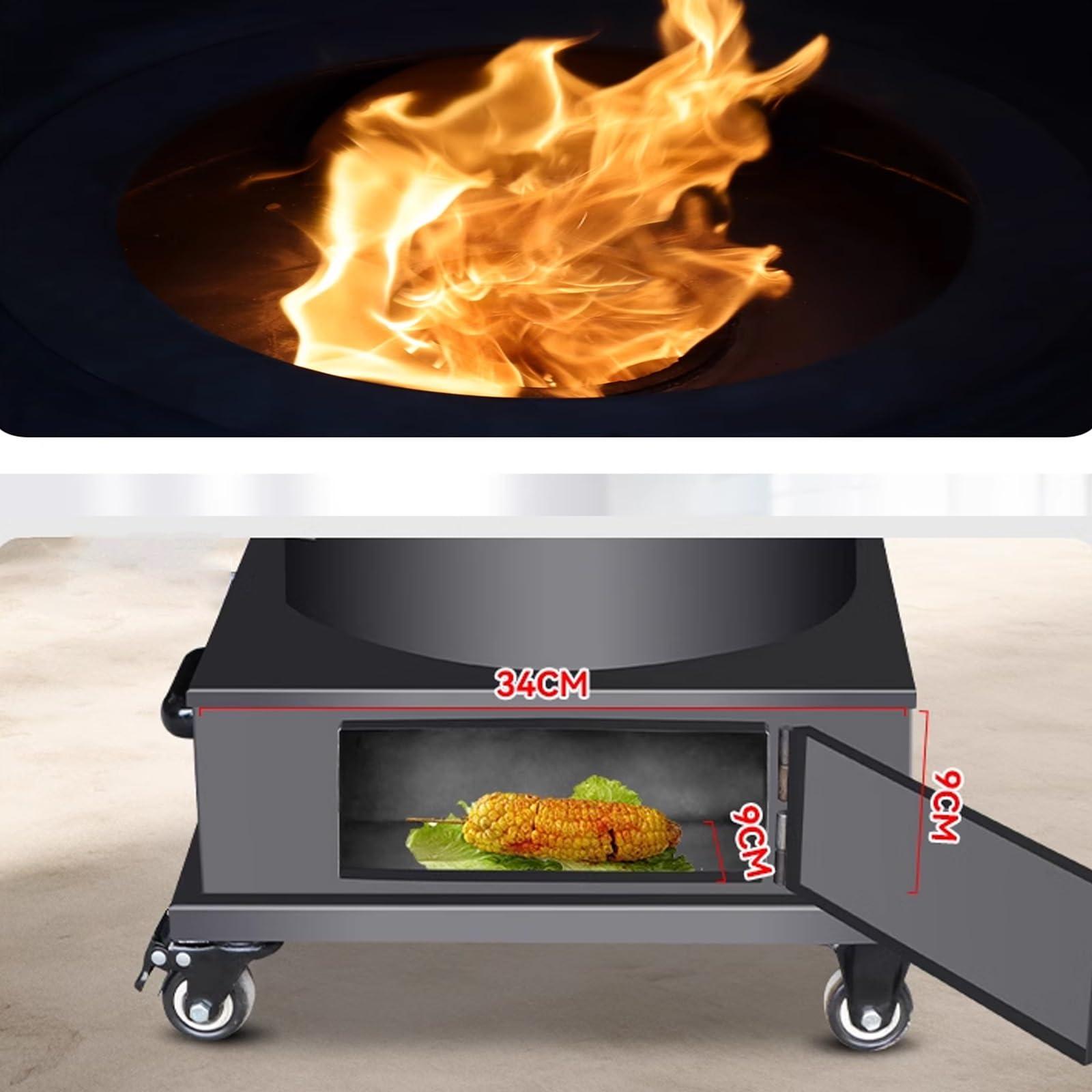 Generic Small Wood Burning Stove Indoor with Oven, Camping Wood Stove for Heating and Cooking, Wood Stove with Chimney Pipes, Small Camping Wood Stove for Patio