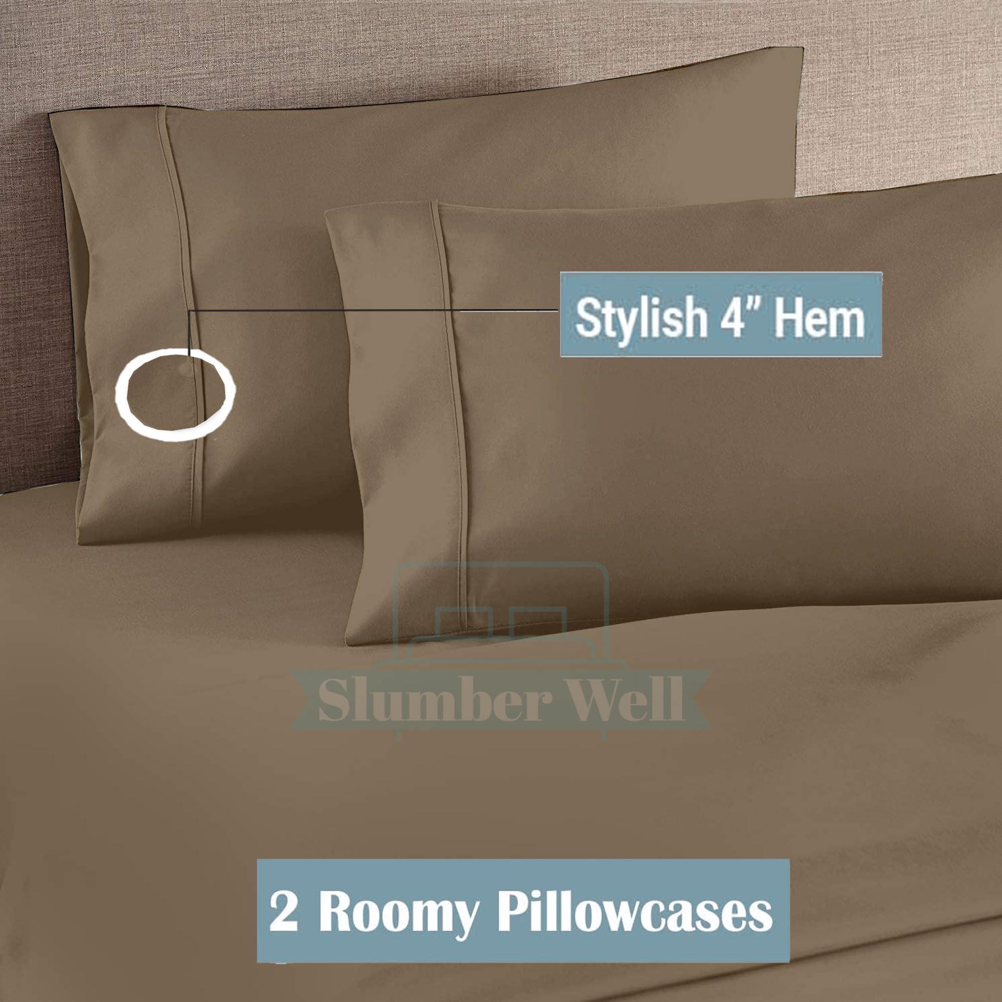 SlumberWell Split King Sheets Sets for Adjustable bed - 5 Pcs Split King Sheet Set with 2 Twin Xl Fitted Sheet - 600 Thread Count 100% Egyptian Cotton Sheets Set - 30 Inch Deep Pocket Sheets - Taupe Solid
