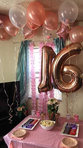 WANTan 16th Birthday Decorations Party Supplies, Jumbo Rose Gold Foil Balloons for Birthday Party Supplies,Anniversary Events Decorations and Graduation Decorations Sweet 16 Party,16th Anniversary