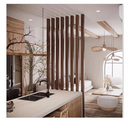 WAHHWF 2ft/3ft/4ft/5ft/6ft/7ft/8ft Tall Wall Partition Room Divider Floor to Ceiling Wooden Slats, Wood Privacy Screens/Room Separation Deviders Post Column for Bathroom Daycare Studio Apartment (Color : W