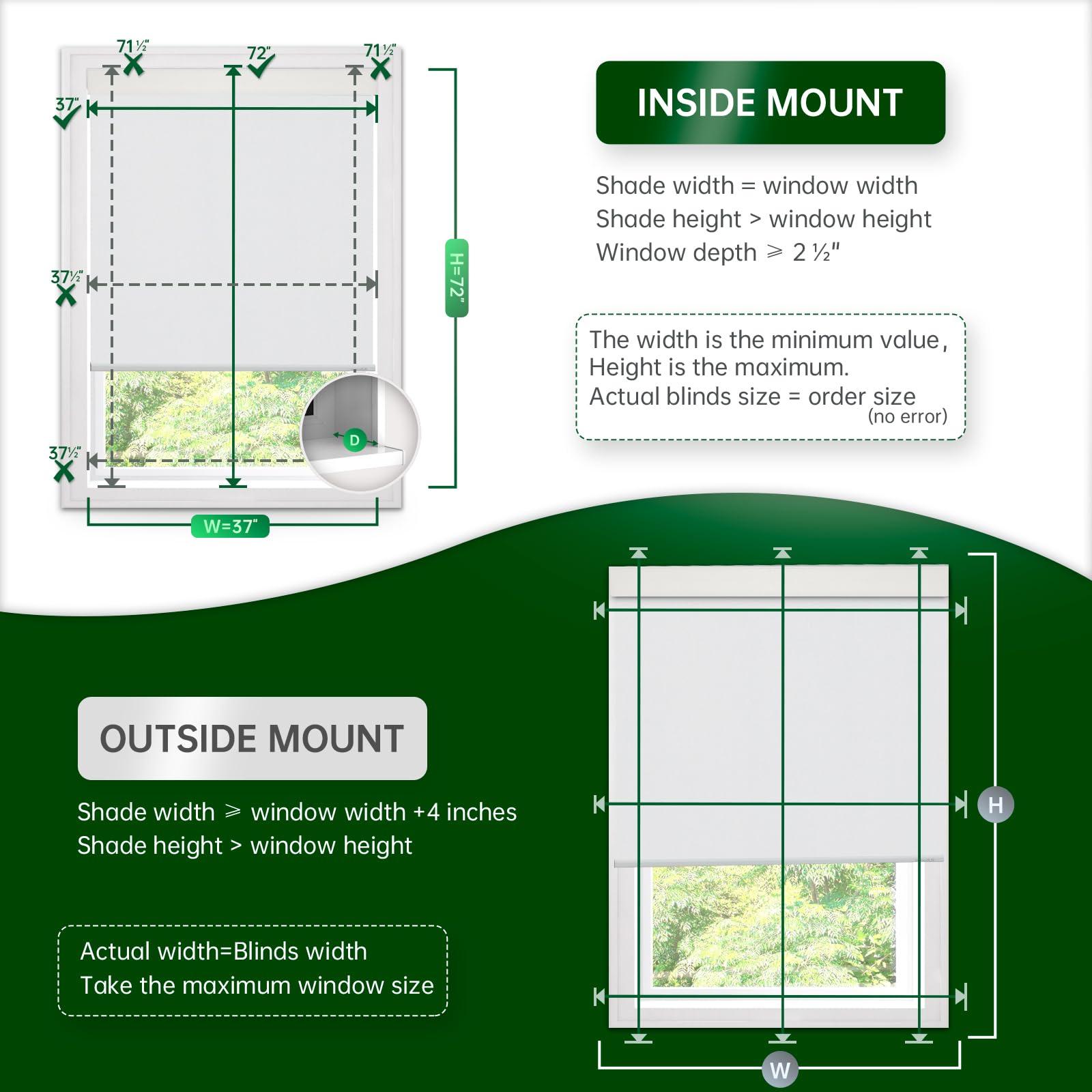 DONGFXK DONGFXK Motorized Blinds with Remote, Blackout Cooling Automatic Shades with Solar Panel Cordless Smart Blinds for Windows, Custom Electric Blinds Horizontal Roller Shades,White,27" W X 72" H