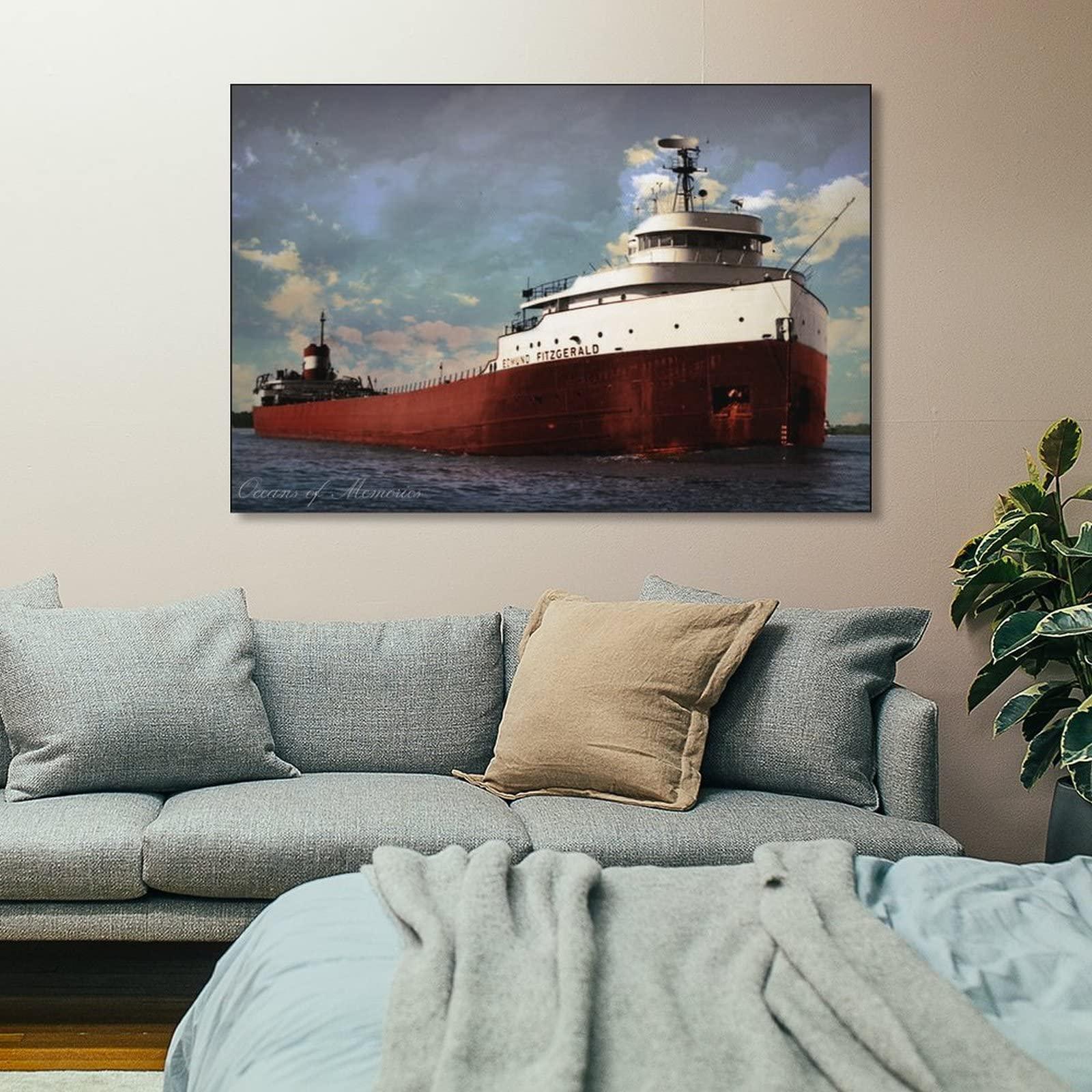 generic Edmund Fitzgerald Ship Painting Poster (4) Wall Art Paintings Canvas Wall Decor Home Decor Living Room Decor Aesthetic Prints 20x30inch(50x75cm) Frame-style