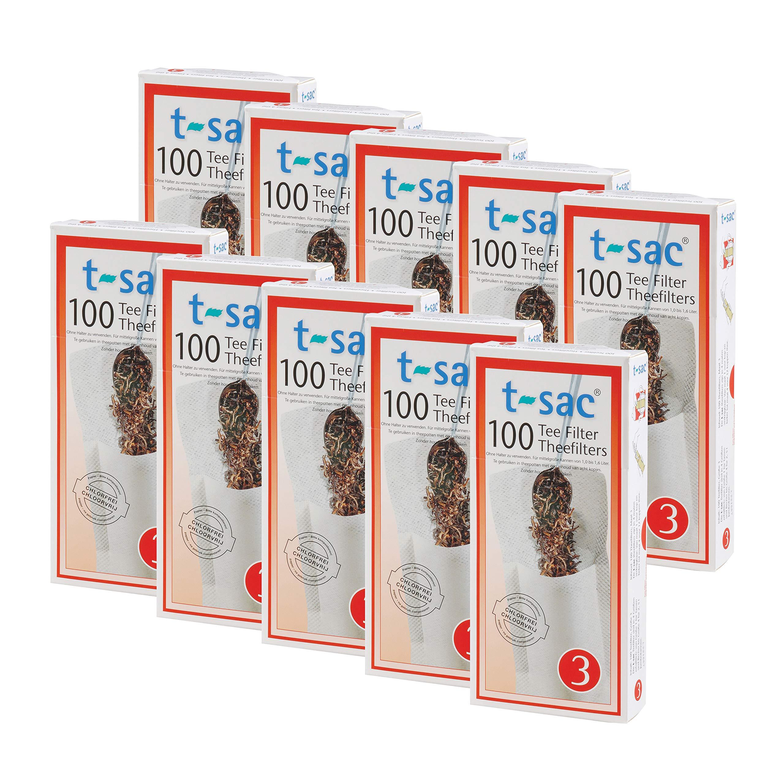 T-Sac T-Sac Tea Filter Bags, Disposable Tea Infuser, Number 3-Size, 3 to 8-Cup Capacity, Set of 1,000