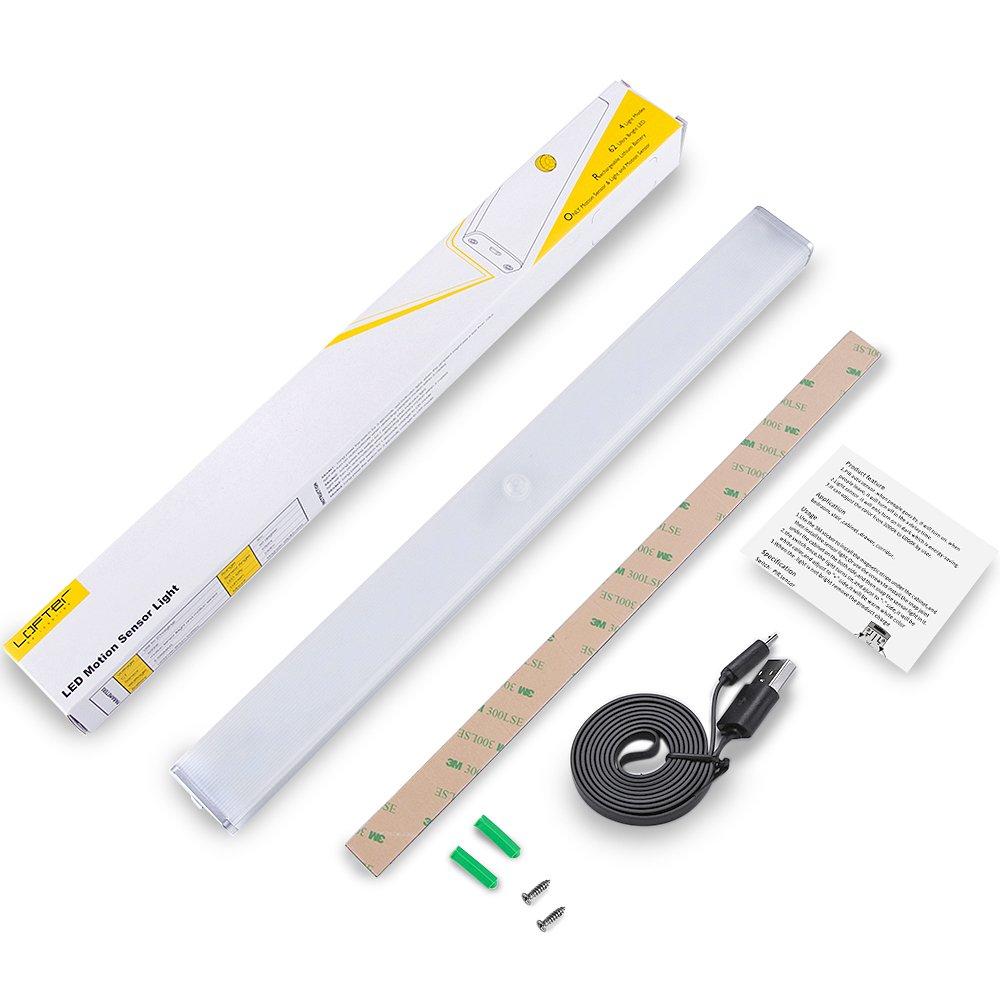 LOFTER LOFTER LED Closet Light , Rechargeable 62-LED Cabinet Lights Wireless Under Cabinet Light for Closet , Cabinet , Wardrobe , Motion Sensor Closet Light with 2 Sensor Mode (ONLY Motion, Motion & Light)