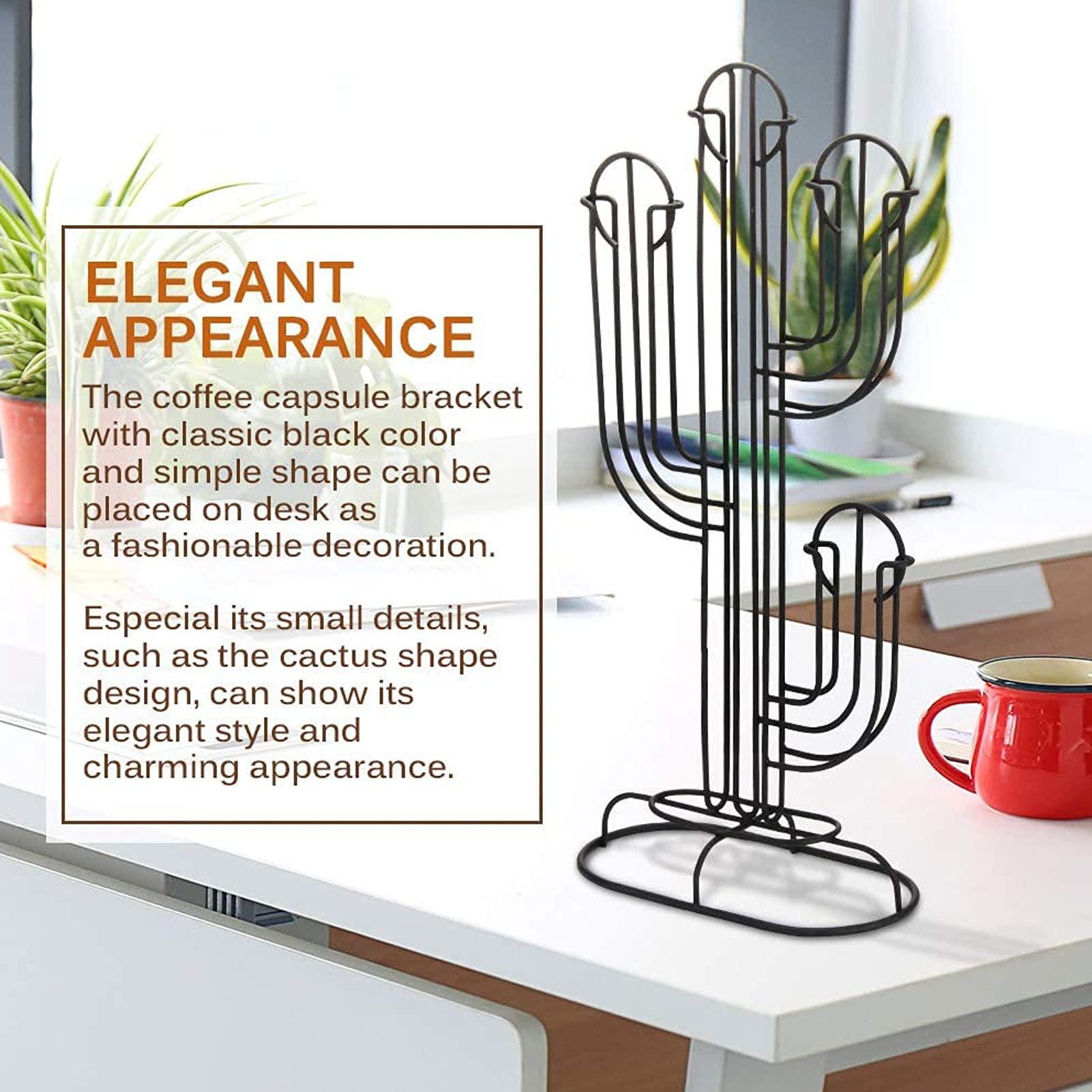 Denash Denash Coffee Pod Holder, Cactus Shaped Coffee Capsule Storage Organizer Stand Holds 48 Coffee Pods Coffee Accessories