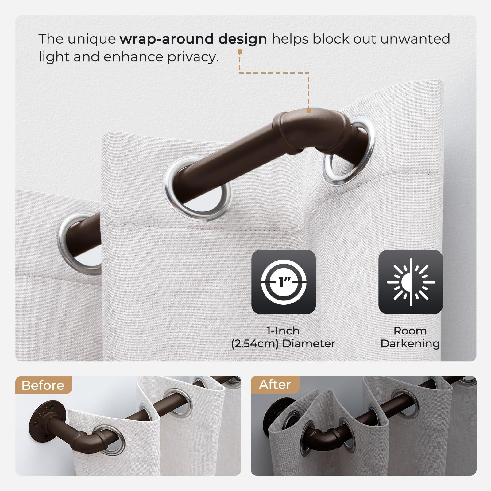 zeerobee Zeerobee Curtain Rods for Windows 120 to 240, 1 Inch Industrial Wrap Around Curtain Rod, Indoor/Outdoor Room Divider Adjustable Drapery Pole, 120"-240", Antique Bronze