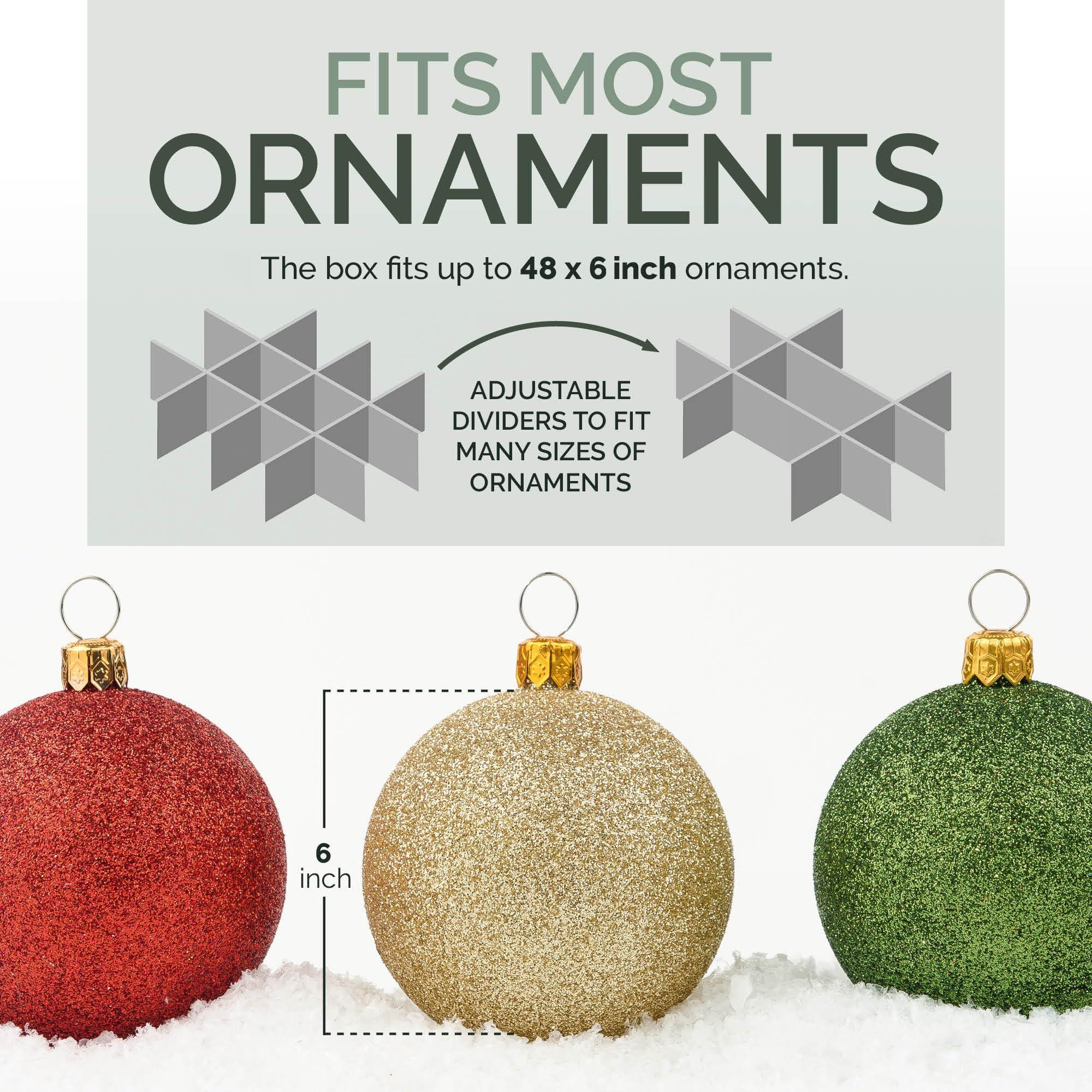 HOLDN STORAGE Christmas Extra Large Ornament Storage Container - Box Stores Up to 48 6 Ornaments With 4 Individual Trays -Heavy Duty 600D Tear Resistant Material, Zippered, Adjustable Dividers.