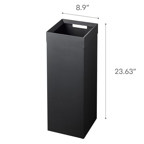 YAMAZAKI Yamazaki Home Tower Tall Trash Can - Modern Garbage Waste Basket With Handle For Kitchen Bathroom Office - Steel - 7.25 Gallons, 27 Liters