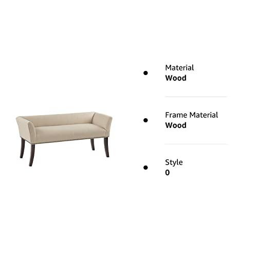 Madison Park Madison Park Welburn Bedroom Solid Wood Polyester Fabric Seating Modern Style, 49.5\"W x 19.25\"D x 23\"H, Cream