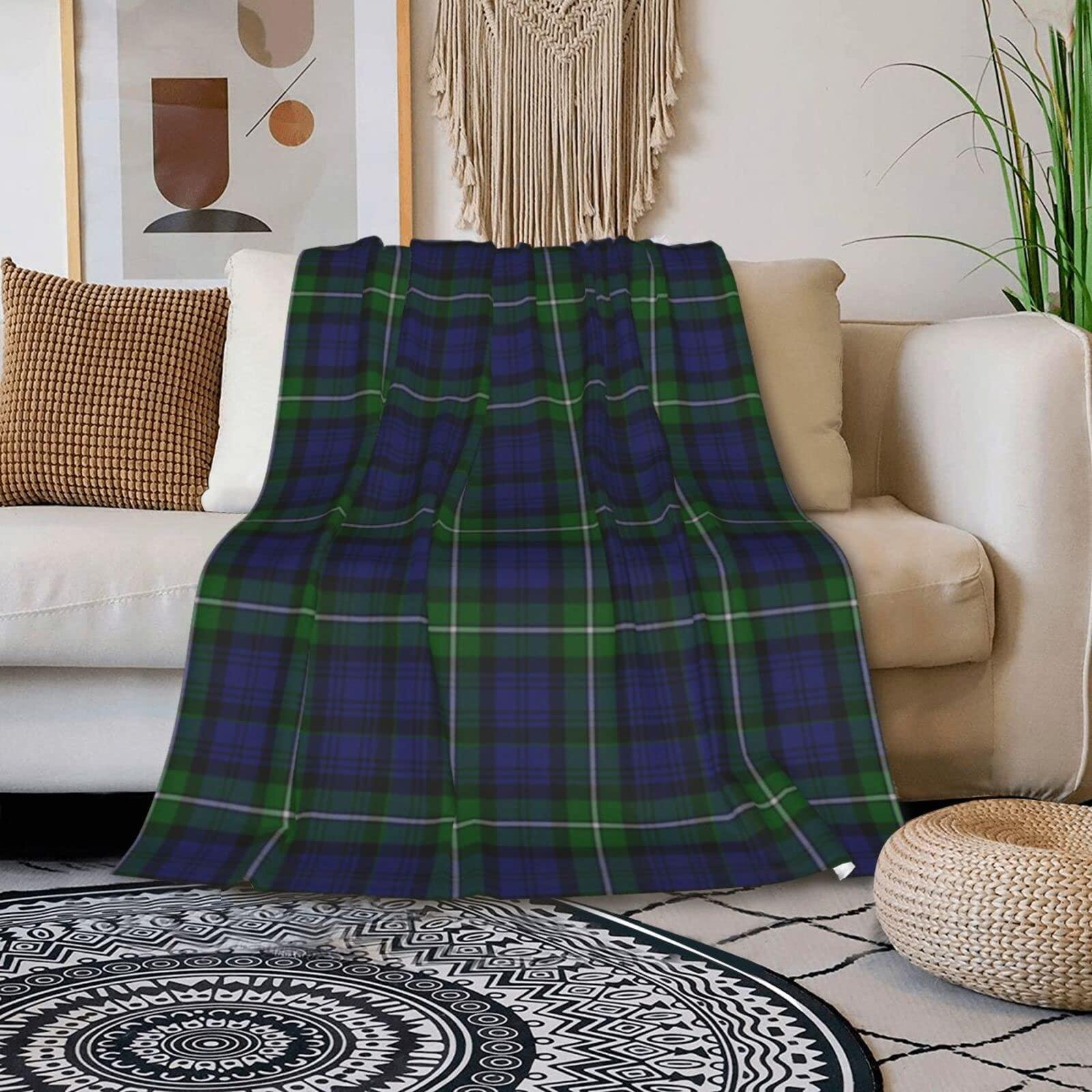 Yssammns Yssammns Air Conditioning Plush Blanket, Clan Forbes Tartan Plaid Fleece Blanket Sofa Plush Blanket Sofa Bed Blanket for All Seasons 80\"x60\"