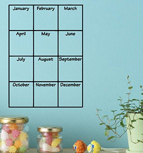 Wall Slicks Monthly Calendar Wall Decals Stickers, Black, 72\"