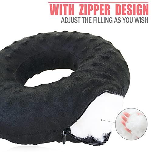 BNRendles BNRendles Ear Piercing Pillows for Side Sleeper with Ear Hole CNH Piercing Pillows Support Head Neck Ear Pain Relief Ear Pressure Sore Side Sleeping Ear Guard, Minky Dot Black