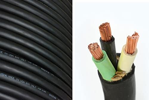 Nassau Electrical Supply 12 AWG 3C 12/3-SOOW Black 600V Portable Cord Cable (100FT)