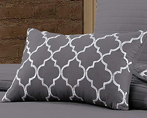 Geneva Home Fashion Geneva Home Fashion Avondale Manor 5-Piece Griffin Quilt Set, Queen, Grey (GRF-5QT-QUEN-GH-GY)