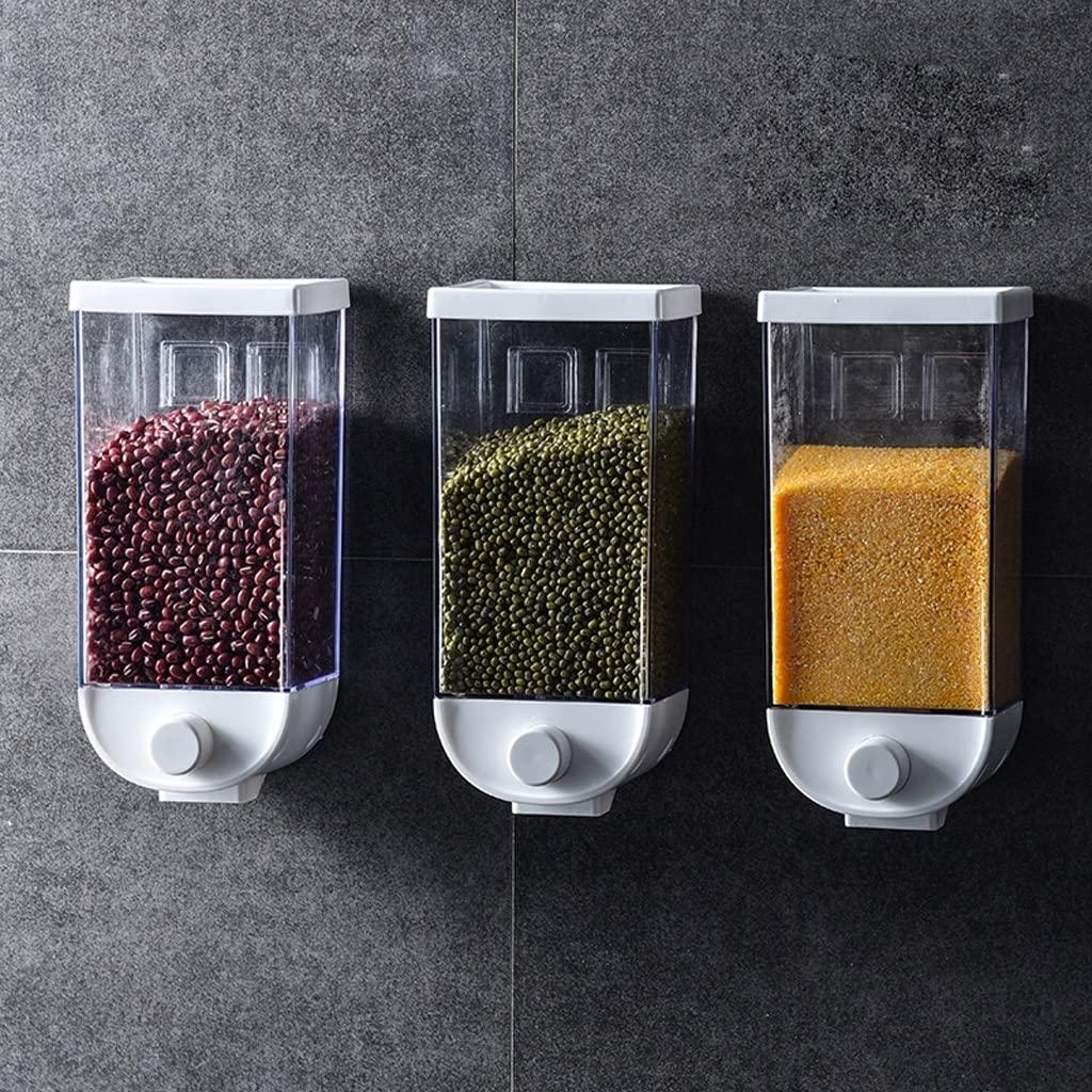 WDBB Storage Containers Dispenser/Wall Mounted Storage Tank Save Space Storage for Home&Kitchen Canisters Set (Color : White)