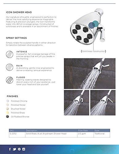 Speakman Speakman S-2252 Signature Icon Anystream Adjustable High Pressure Shower Head-2.5 GPM Solid Brass Replacement Bathroom Showerhead, Polished Chrome Finish