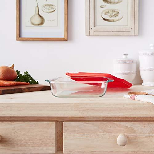 Pyrex Pyrex Get Dinner Away Large Handle 8" x 8" Square Dish. Making it Easy to Monitor Casserole Cooking and Brownie Baking from a, 4, Red 8"
