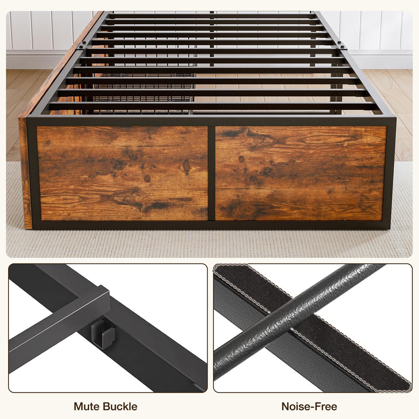 GAZHOME GAZHOME Twin XL Bed Frame with 2 XL Storage Drawers, Metal Platform Bed Frame with Footboard, 9 Strong Metal Slat Support/No Box Spring Needed/Easy Assembly/Space Saving Wood