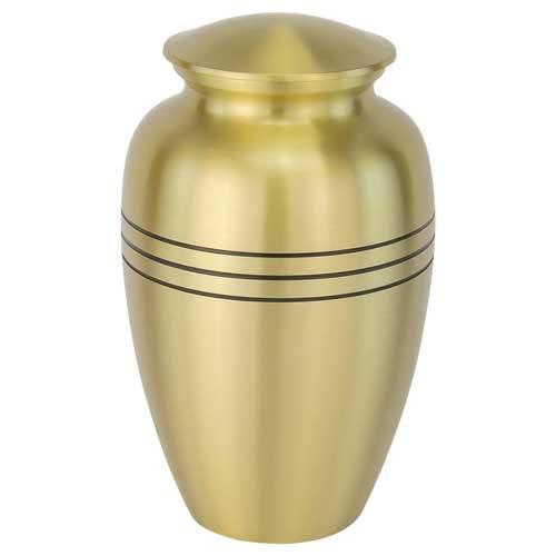 Silverlight Urns Classic Three Bands Gold Cremation Urn for Ashes, Brass, Gold Urn, Adult Sized Cremation Urn, 10 Inches High