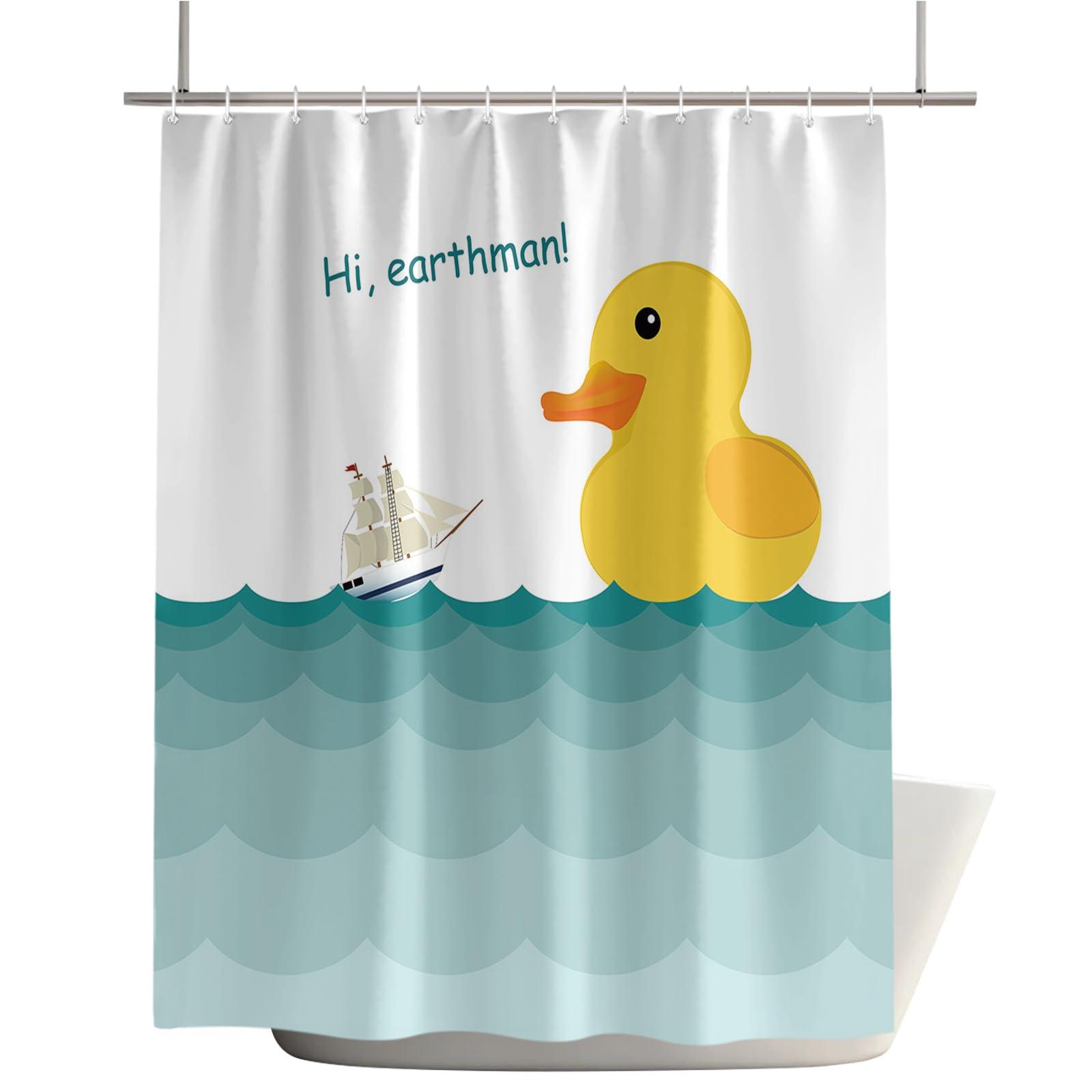 DOME-SPACE DOME-SPACE Shower Curtain for Bathroom,Washable Waterproof Cloth Shower Curtains Lovely Giant Rubber Duck Machine Washable Waterproof Fabric, 72X78 Inches