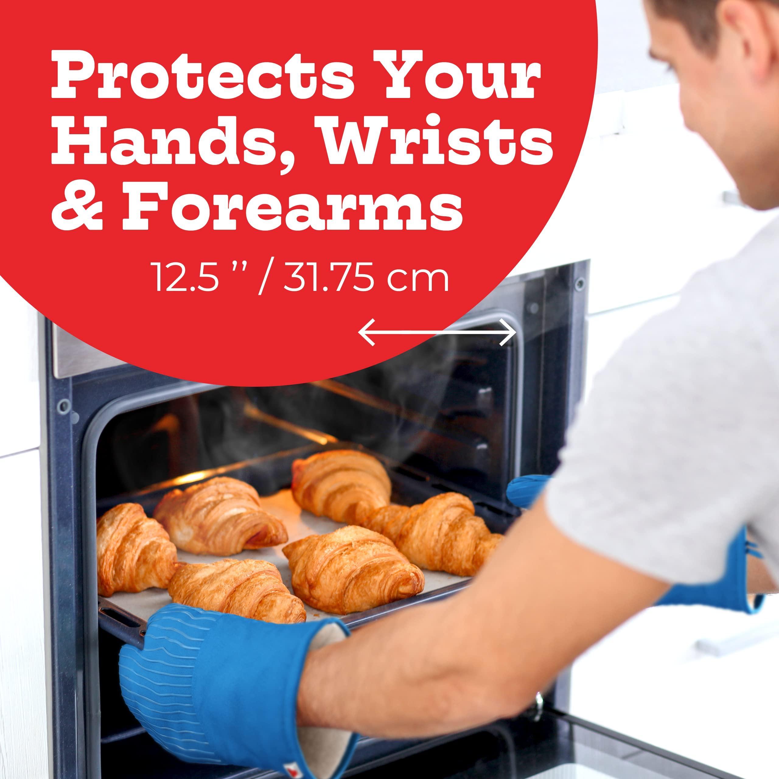 Big Red House Heat-Resistant Oven Mitts - Set of 2 Silicone Kitchen Oven Mitt Gloves, Turquoise