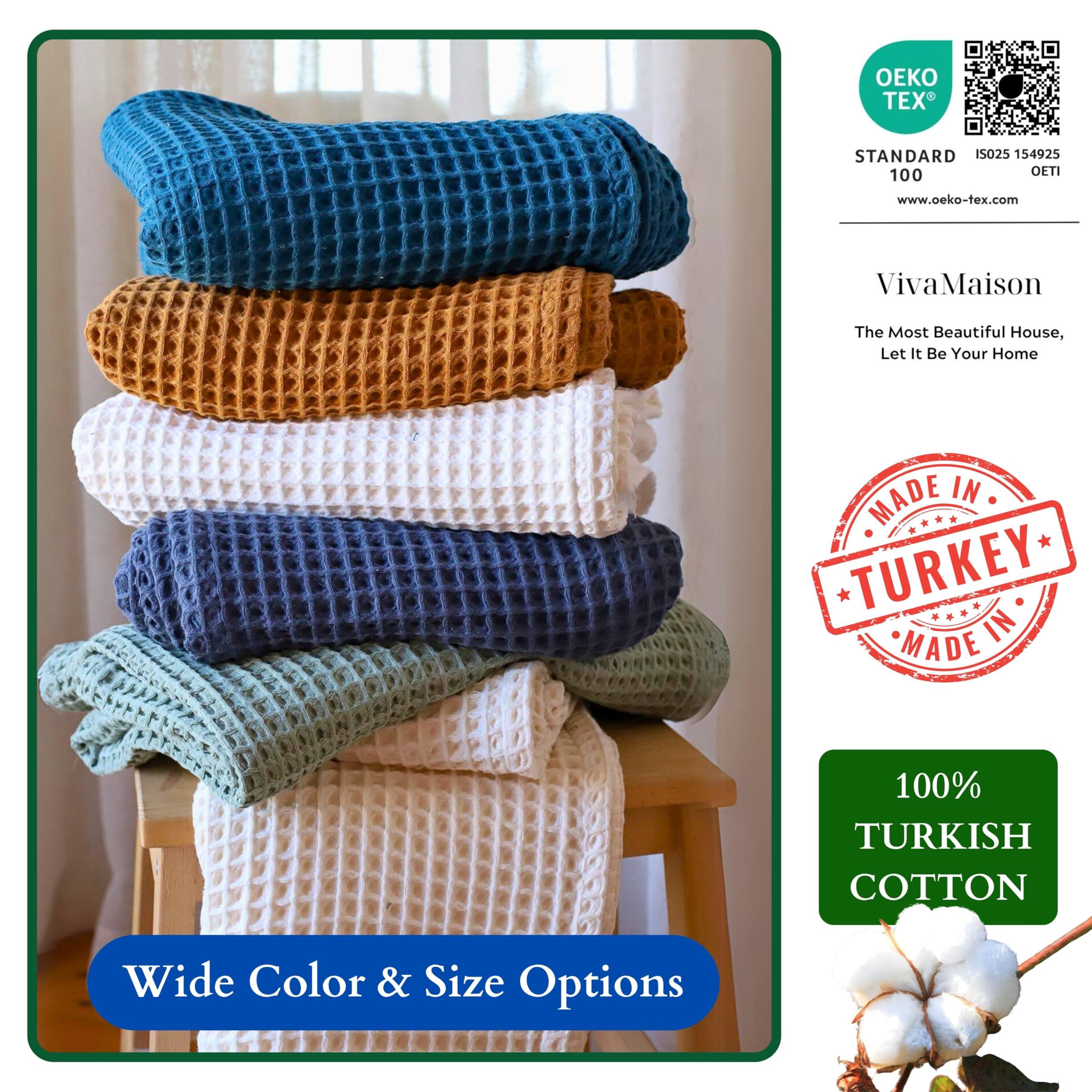 Viva Maison Viva Maison - Waffle Blanket Twin Queen King Size, Soft Lightweight 100% Turkish Cotton Waffle Weave Throw Blankets for Bed (Natural, Twin 63\" x 91\" Inch)
