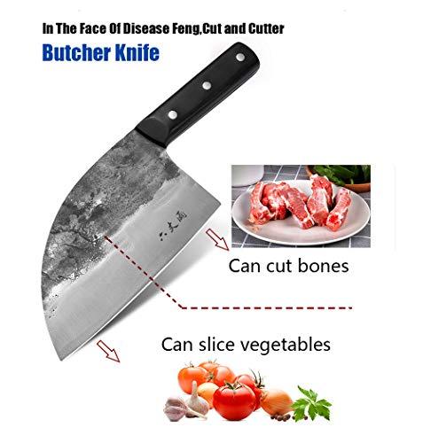 LIUZHANGYU Professional Chinese Traditional Forged Butcher Knife Chef Knife Kitchen Knife Sharp Blade Cleaver Slicer Full Tang Slaughtering Knife Chef's Meat Cleaver High Manganese Steel Hardness Forged Manual K